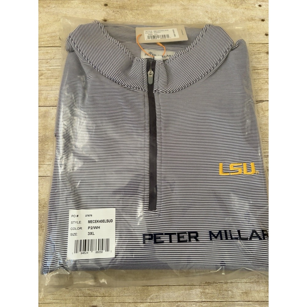 Peter Millar LSU Tigers Pullover Mens Perth‎ Performance Quarter Zip 3xl Stripe